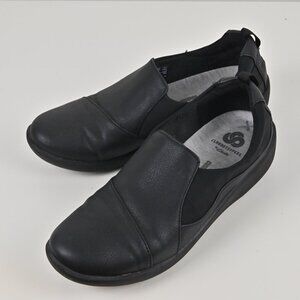 Clarks Cloudsteppers Sillian Paz Synthetic Nubuck Black Slip On Flats US8 UK5.5